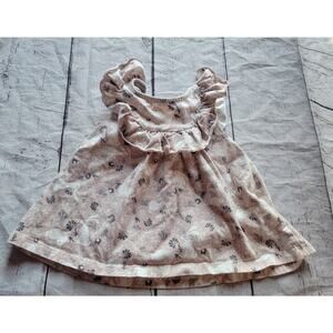 Savannah Toddler Girl Overall Dress Pink Floral Bunny Ruffle Strap 24M